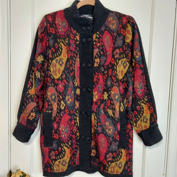 Oskar Haug Sweaters - Oskar Haug Vintage Paisley Fair Isle Knit Cardigan Button Front size Medium